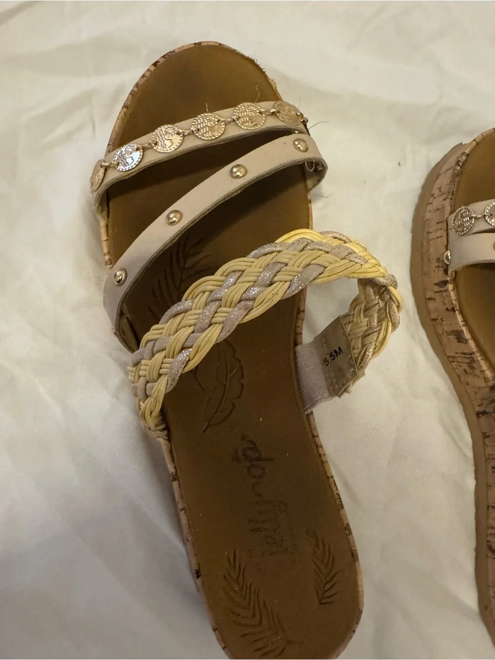 Jellypop Braided Yellow & Tan Platform Sandals